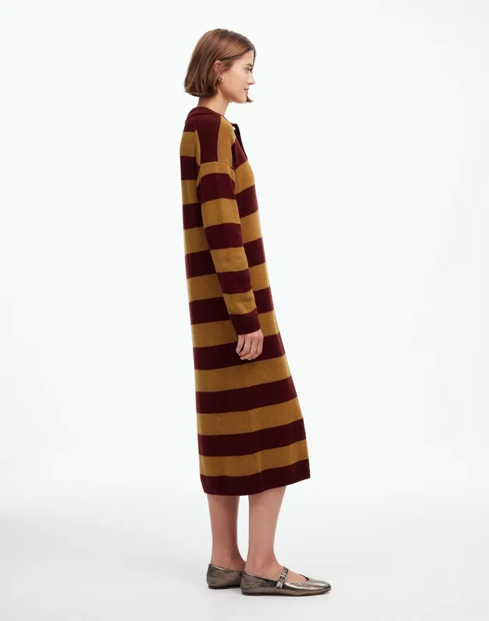 Madewell Relaxed Sweater Dress In Stripe Htr Aroma Stripe Women Dresses