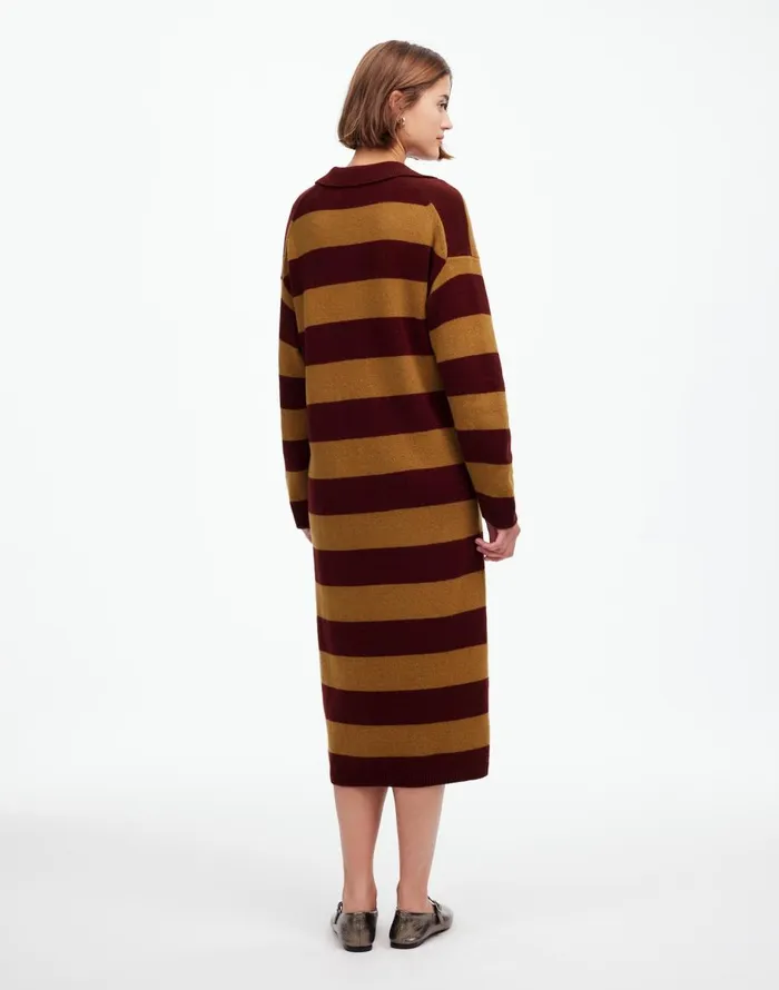 Madewell Relaxed Sweater Dress In Stripe Htr Aroma Stripe Women Dresses