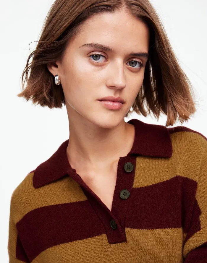 Madewell Relaxed Sweater Dress In Stripe Htr Aroma Stripe Women Dresses