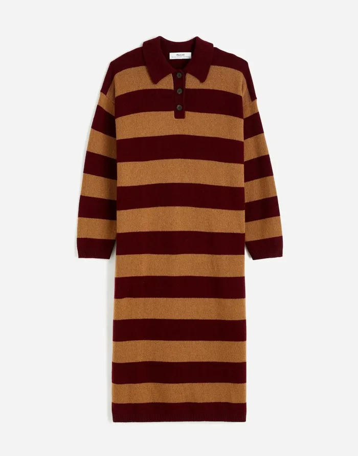 Madewell Relaxed Sweater Dress In Stripe Htr Aroma Stripe Women Dresses