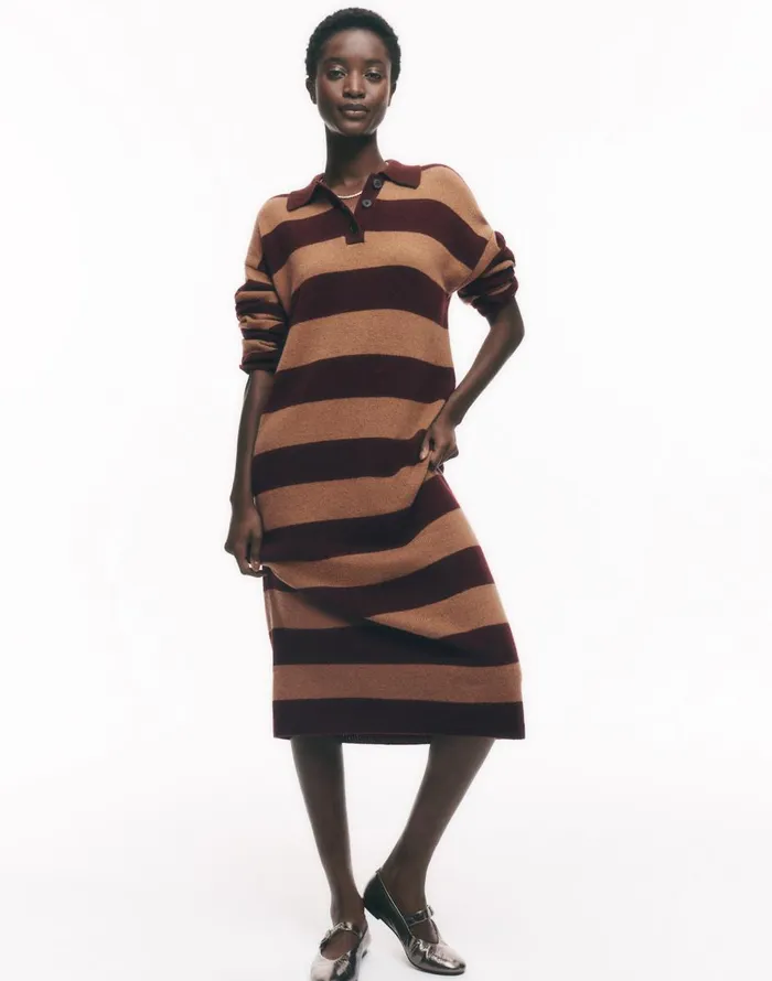 Madewell Relaxed Sweater Dress In Stripe Htr Aroma Stripe Women Dresses
