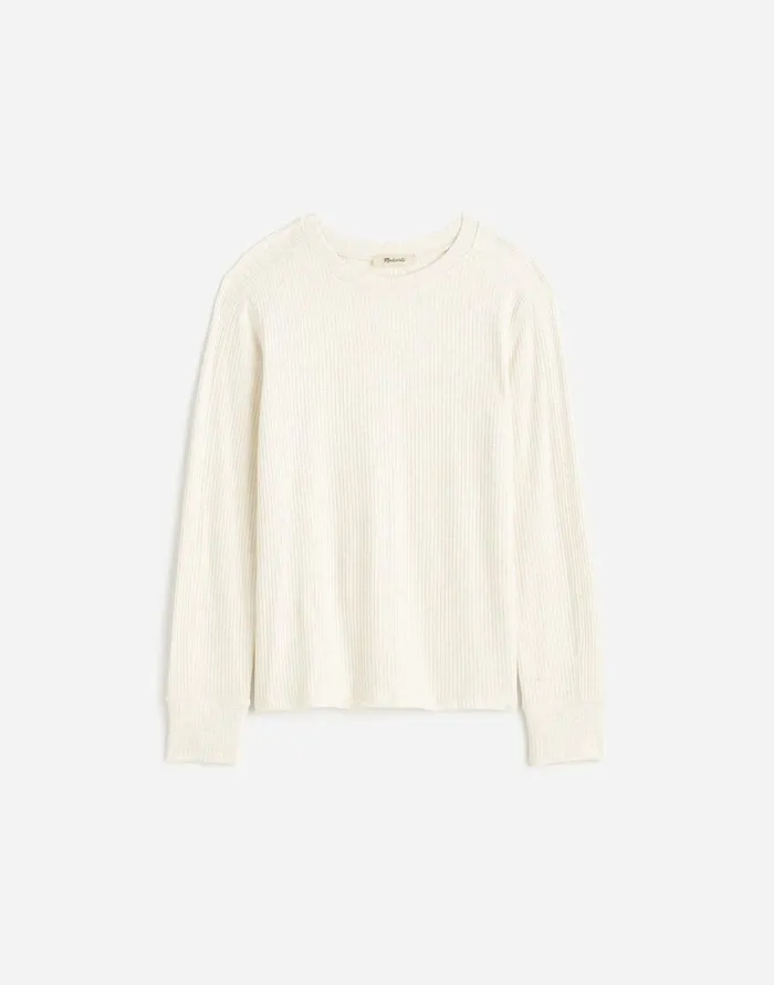 Madewell Ribbed Crewneck LongSleeve Tee Hthr Cream Women Tees