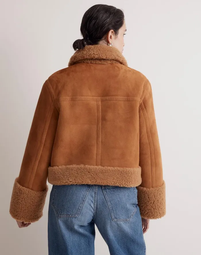 Madewell Shearling ZipFront Jacket Toffee Women Coats Jackets