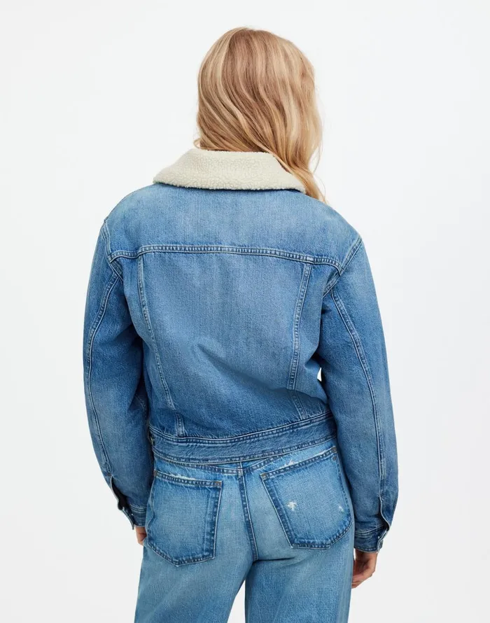 Madewell SherpaCollar Jean Jacket In Lanesboro Wash Lanesboro Wash Women Coats Jackets