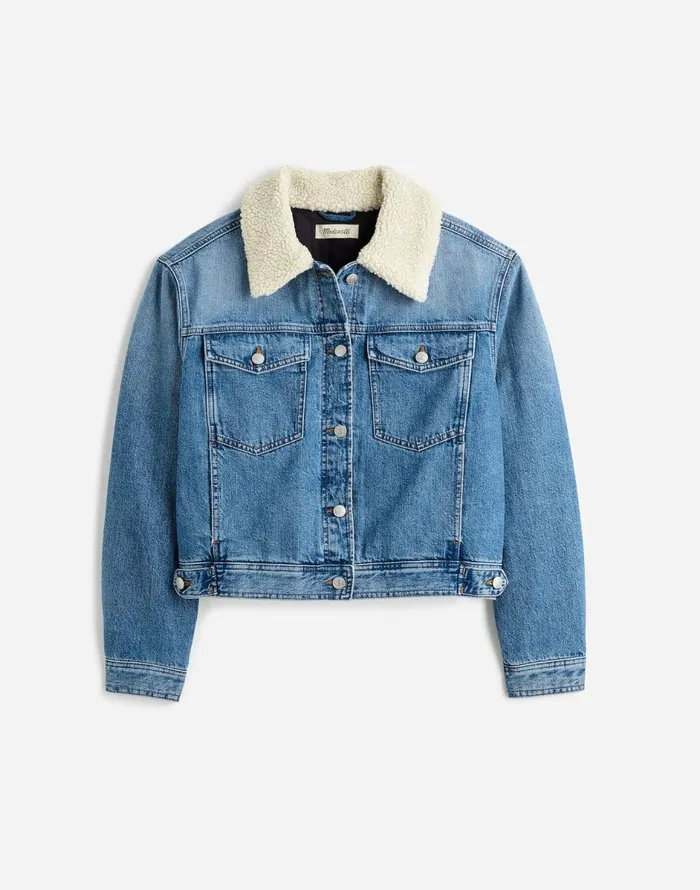 Madewell SherpaCollar Jean Jacket In Lanesboro Wash Lanesboro Wash Women Coats Jackets