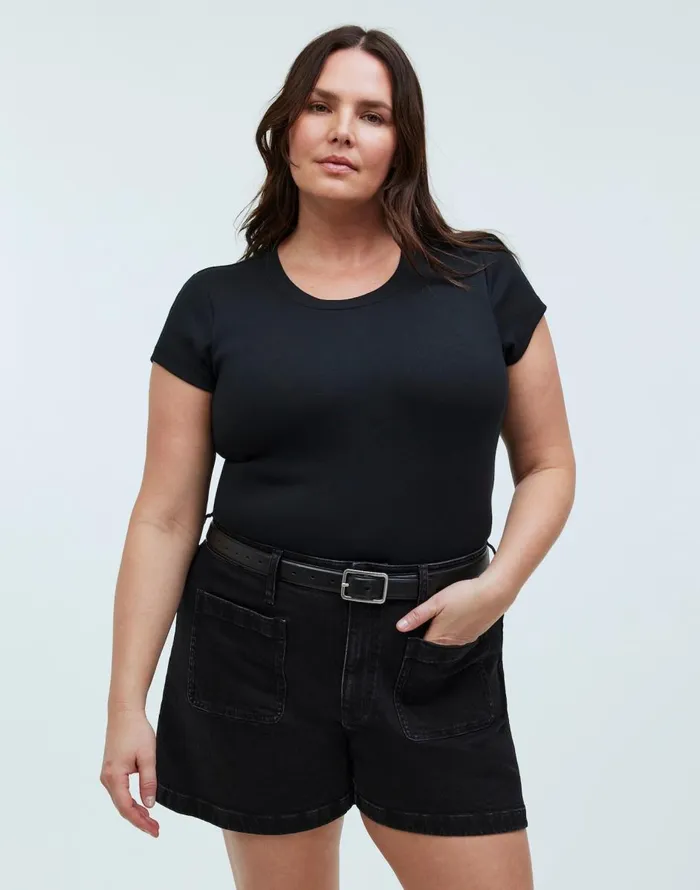 Madewell The Curvy Denim Emmett Short Patch Pocket Edition Sendhurst Wash Women Shorts