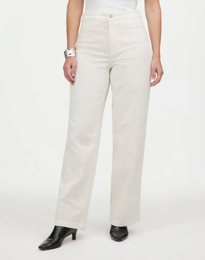 Madewell The Curvy Emmett WideLeg Pant In Corduroy Welt Pocket Edition Winter White Women Pants
