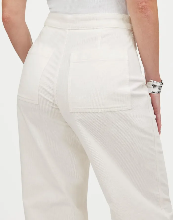 Madewell The Curvy Emmett WideLeg Pant In Corduroy Welt Pocket Edition Winter White Women Pants
