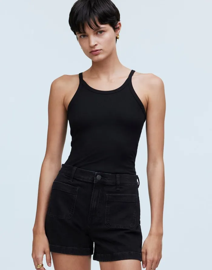 Madewell The Denim Emmett Short Patch Pocket Edition Sendhurst Wash Women Shorts Madewell The Denim Emmett Short Patch Pocket Edition Sendhurst Wash Women Shorts