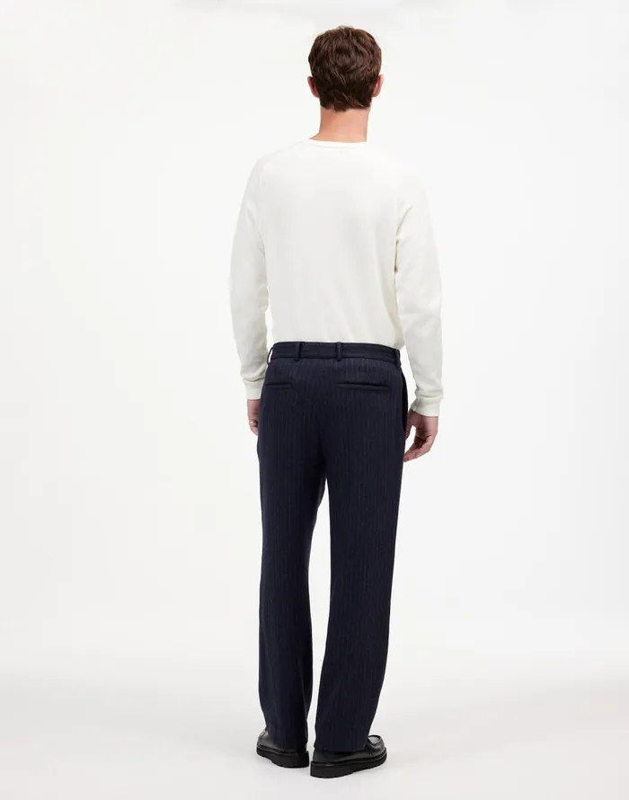 Madewell The Roebling Pleated Trouser In Italian Fabric Dark Navy Men Suiting