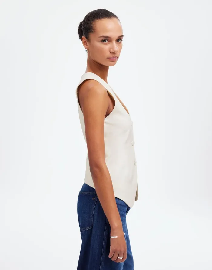 Madewell VNeck Vest In Wool Blend Winter White Women Tops and Shirts