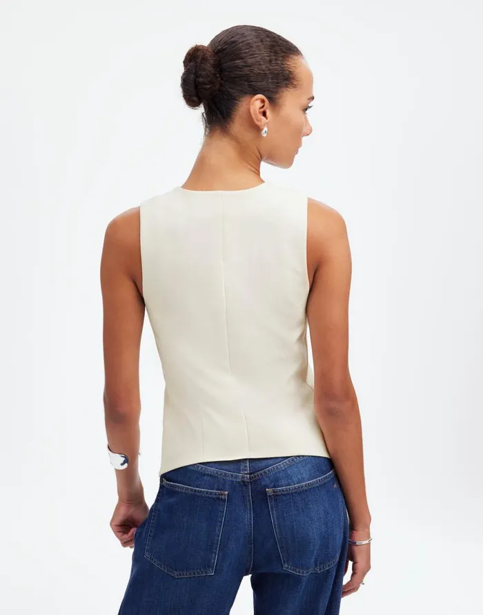 Madewell VNeck Vest In Wool Blend Winter White Women Tops and Shirts