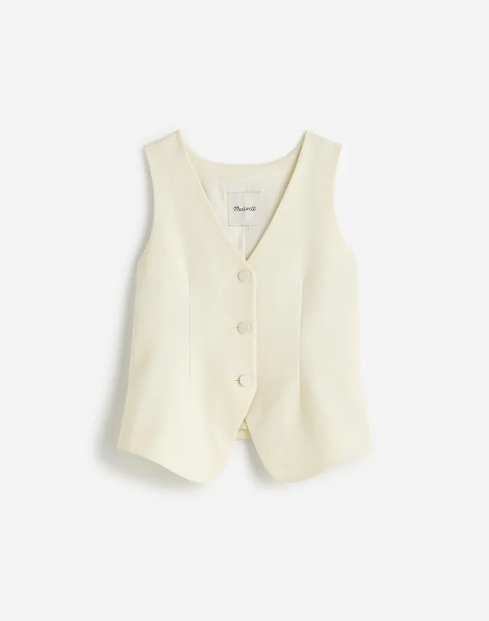 Madewell VNeck Vest In Wool Blend Winter White Women Tops and Shirts