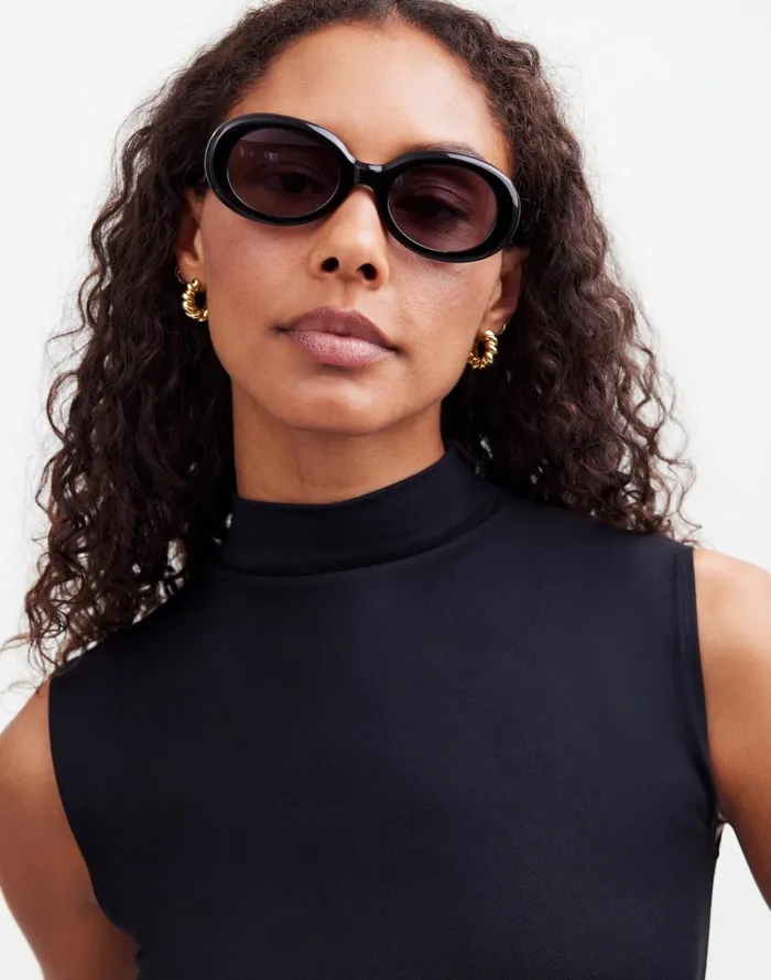 Madewell Valoma Chunky Oval Sunglasses True Black Women Sunglasses