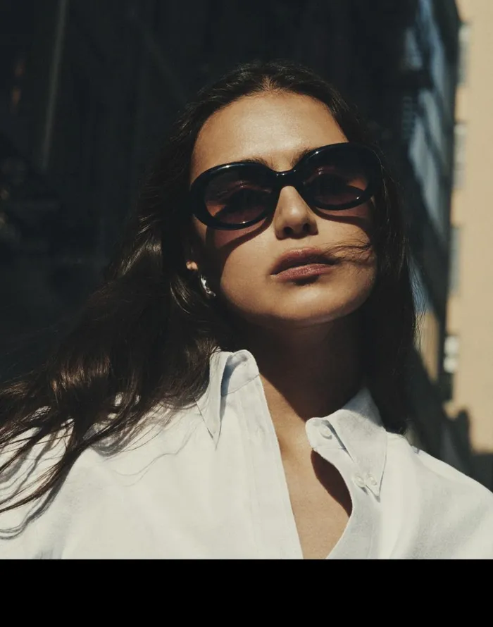 Madewell Valoma Chunky Oval Sunglasses True Black Women Sunglasses