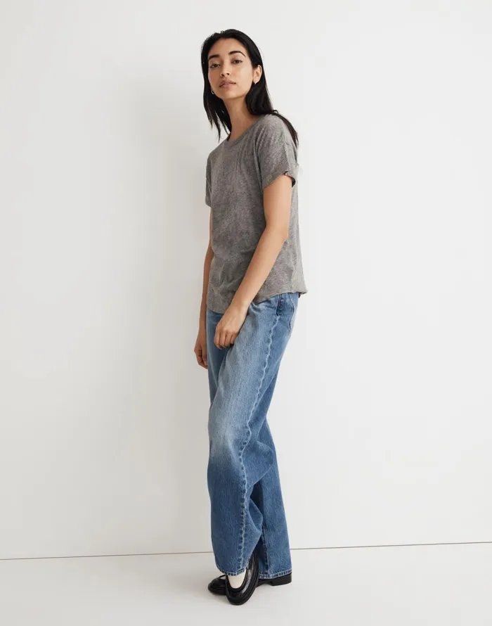 Madewell Whisper Crew Neck Tee Hthr Iron Women Tees