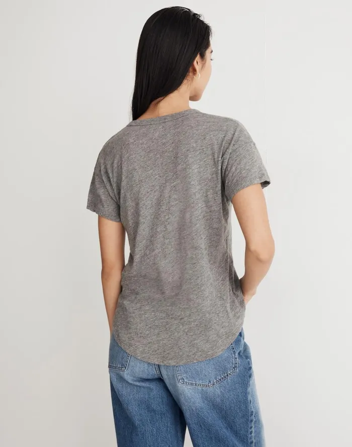 Madewell Whisper Crew Neck Tee Hthr Iron Women Tees