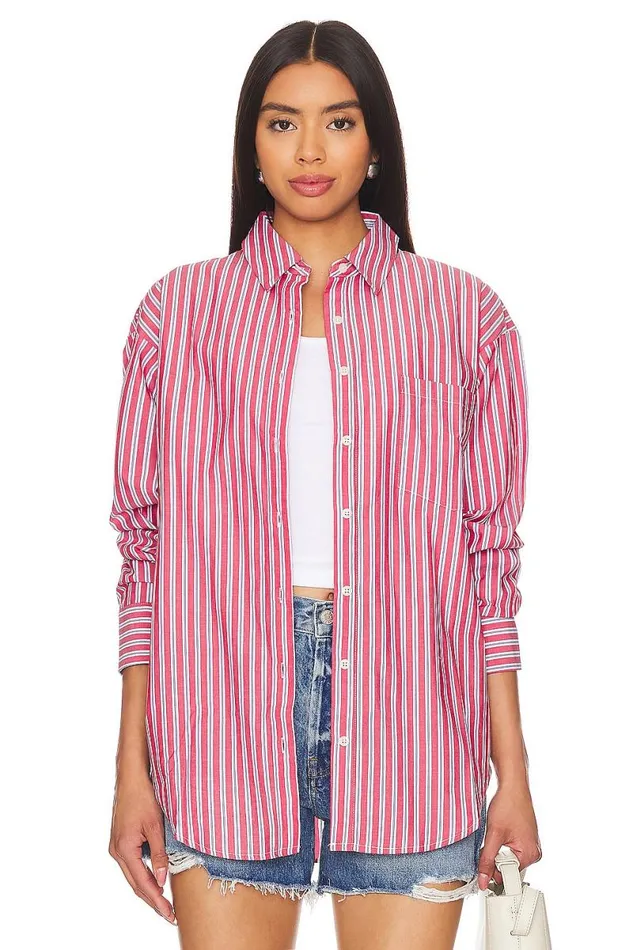 Maxy Button Up Red and White Women Lovers and Friends Tops