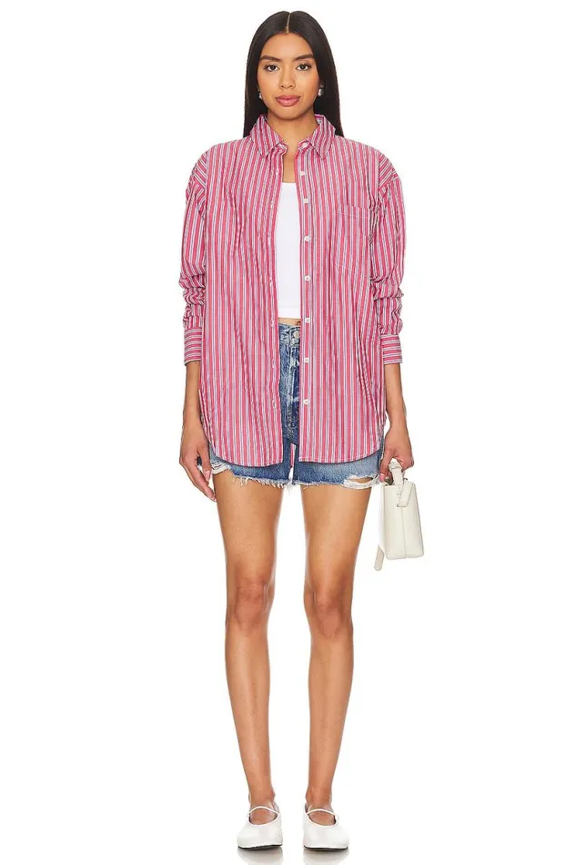 Maxy Button Up Red and White Women Lovers and Friends Tops