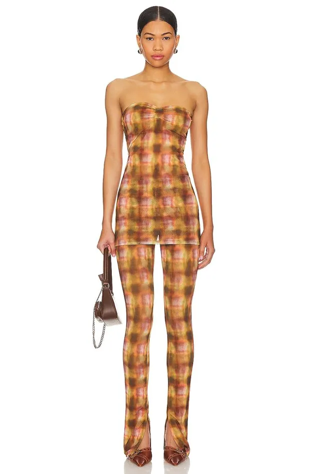 Mel Top Brown Plaid Women Lovers and Friends Tops