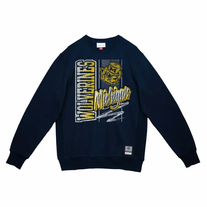 Men039s Hoodies and Sweatshirts Mitchell and Ness Halftime Script Crew University Of Michigan Men039s Hoodies and Sweatshirts Mitchell and Ness Halftime Script Crew University Of Michigan