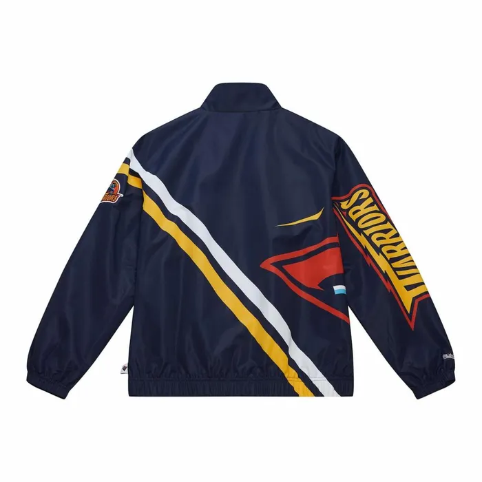 Men039s Jackets and Outerwear Mitchell and Ness Exploded Logo Warm Up Jacket Golden State Warriors Men039s Jackets and Outerwear Mitchell and Ness Exploded Logo Warm Up Jacket Golden State Warriors