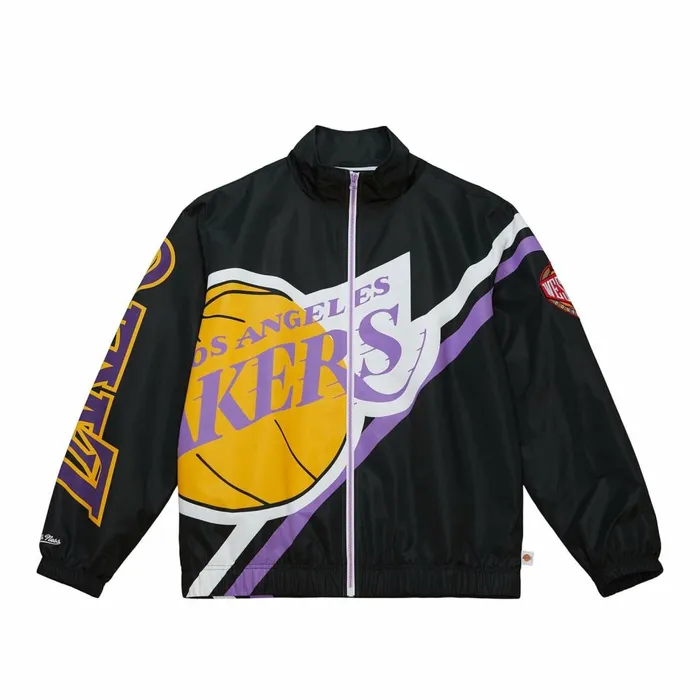 Men039s Jackets and Outerwear Mitchell and Ness Exploded Logo Warm Up Jacket Los Angeles Lakers Men039s Jackets and Outerwear Mitchell and Ness Exploded Logo Warm Up Jacket Los Angeles Lakers