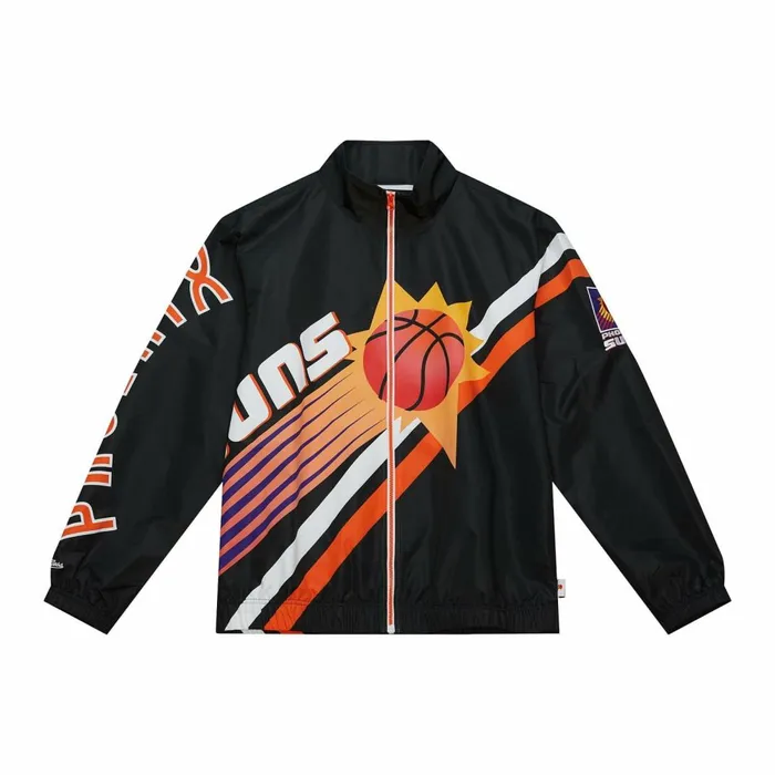 Men039s Jackets and Outerwear Mitchell and Ness Exploded Logo Warm Up Jacket Phoenix Suns Men039s Jackets and Outerwear Mitchell and Ness Exploded Logo Warm Up Jacket Phoenix Suns