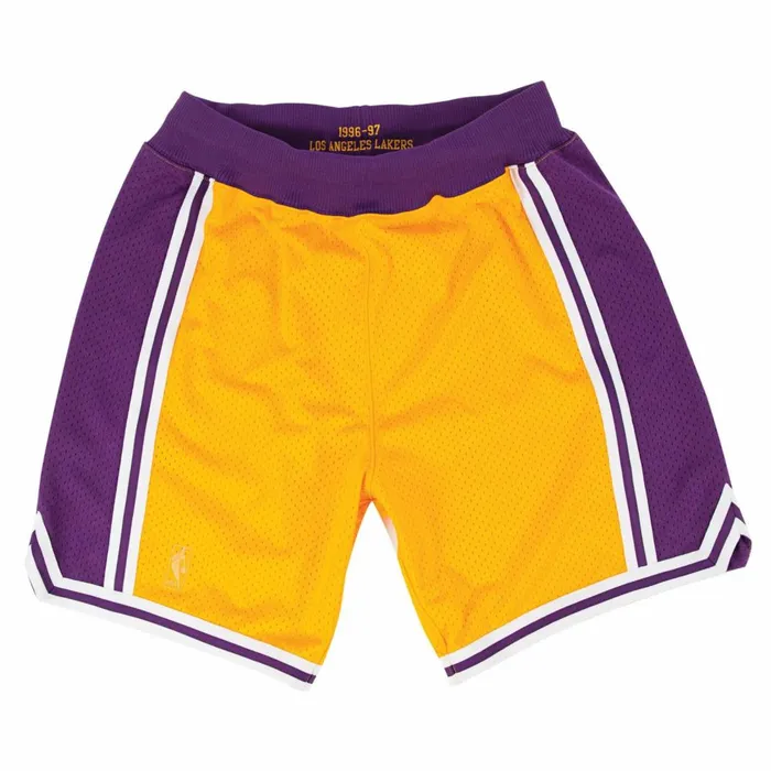 Men039s NBA Authentic Mitchell and Ness Authentic Shorts Los Angeles Lakers Home 199697 Men039s NBA Authentic Mitchell and Ness Authentic Shorts Los Angeles Lakers Home 199697