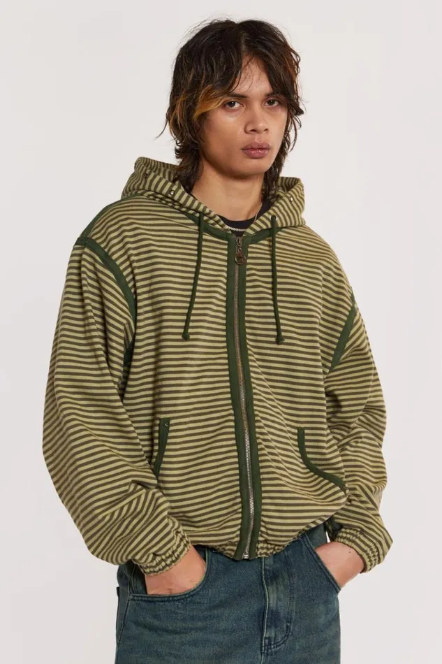 Men Astro Green Stripe Hoodie Jaded London Hoodies and Sweatshirts