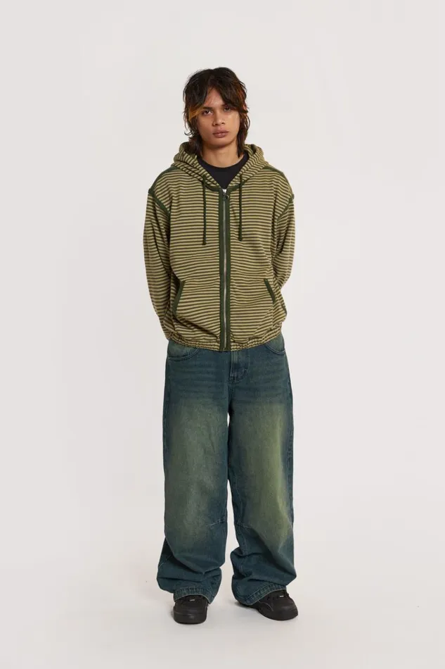 Men Astro Green Stripe Hoodie Jaded London Hoodies and Sweatshirts