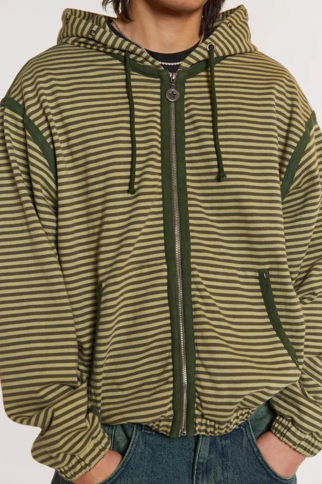 Men Astro Green Stripe Hoodie Jaded London Hoodies and Sweatshirts