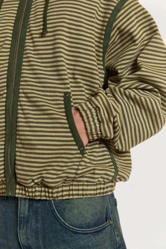 Men Astro Green Stripe Hoodie Jaded London Hoodies and Sweatshirts