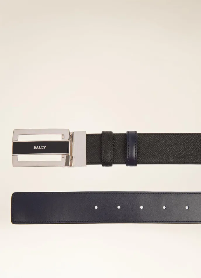 Men Bally Belts Fabazia 8211 Leather Adjustable and Reversible 35mm Belt In Black and Navy