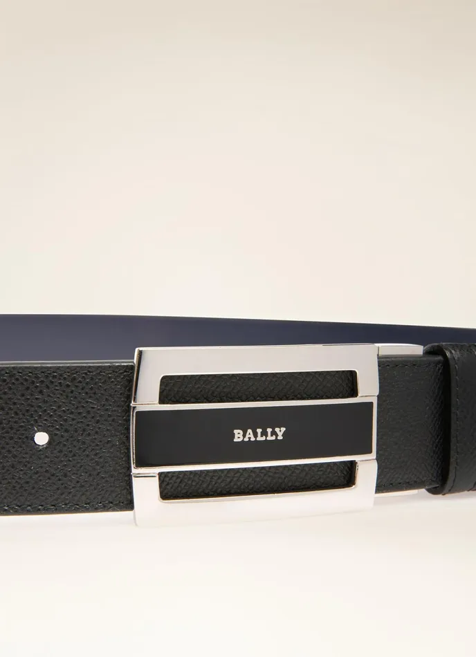 Men Bally Belts Fabazia 8211 Leather Adjustable and Reversible 35mm Belt In Black and Navy