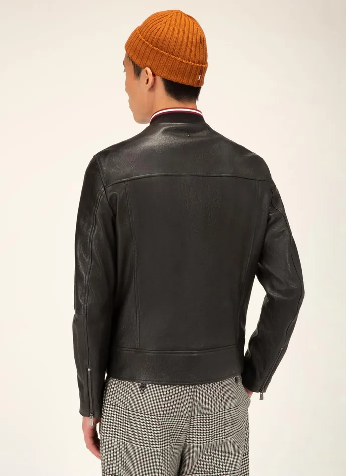 Men Bally Leather Bally Stripe Blouson 8211 Leather Outerwear In Black