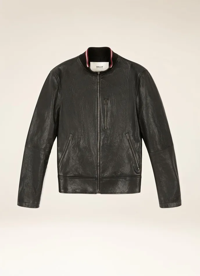 Men Bally Leather Bally Stripe Blouson 8211 Leather Outerwear In Black