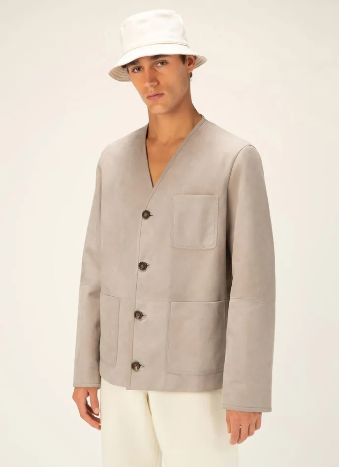 Men Bally Leather Suede Jacket 8211 Suede Outerwear In Taupe