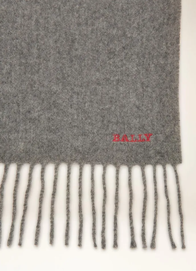 Men Bally Scarves Bally Stripe Scarf 8211 Merino Wool and Cashmere Scarf In Grey