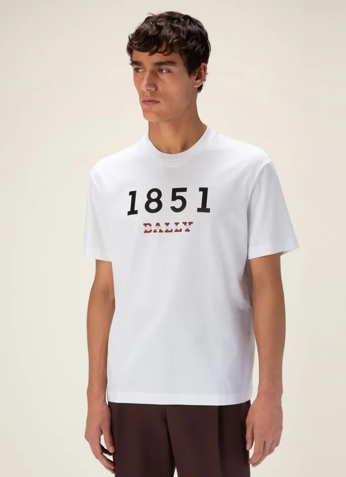Men Bally Shirts And TShirts 1851 TShirt 8211 Cotton Top In White