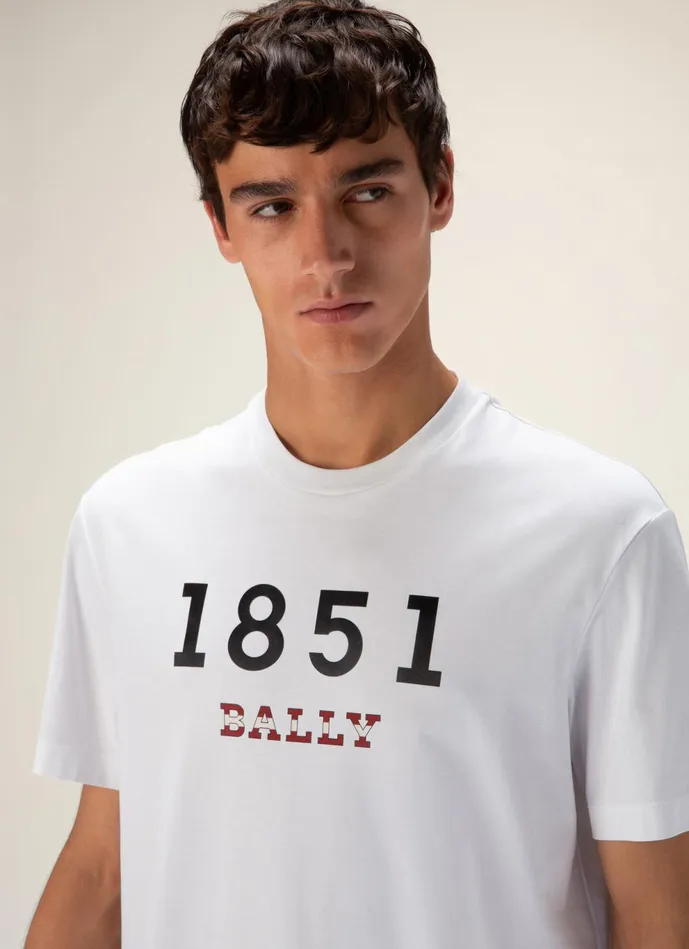 Men Bally Shirts And TShirts 1851 TShirt 8211 Cotton Top In White