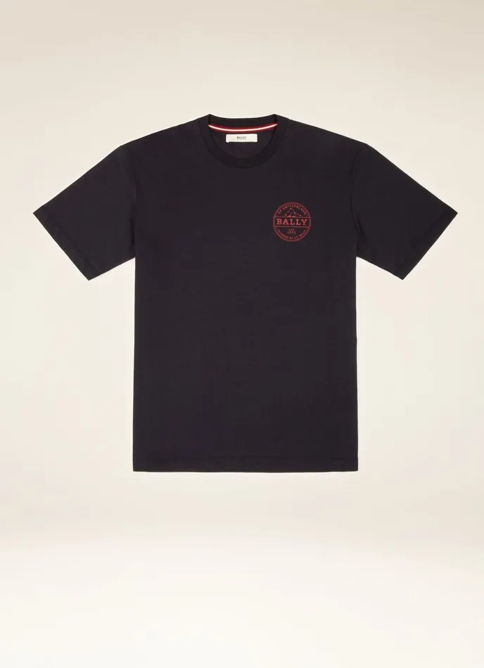 Men Bally Shirts And TShirts Bally Stamp TShirt 8211 Cotton Top In Navy