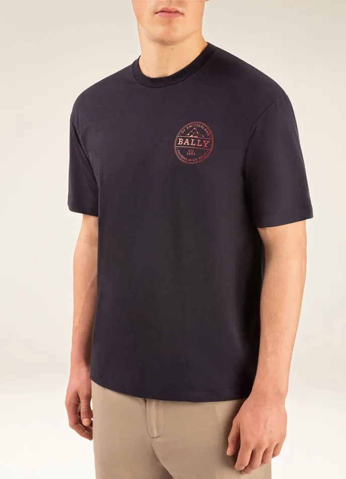 Men Bally Shirts And TShirts Bally Stamp TShirt 8211 Cotton Top In Navy