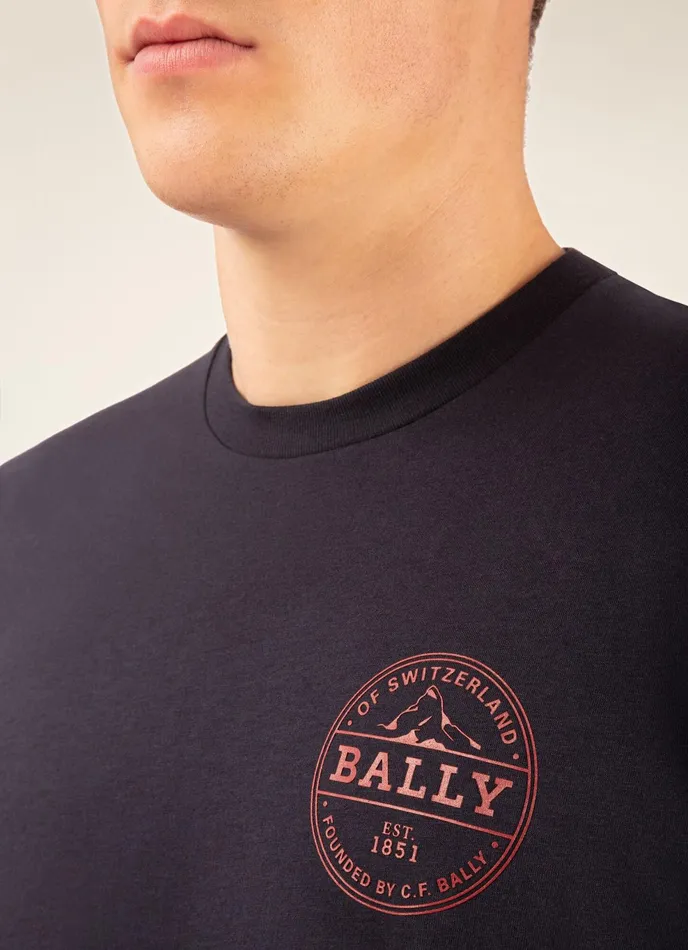 Men Bally Shirts And TShirts Bally Stamp TShirt 8211 Cotton Top In Navy