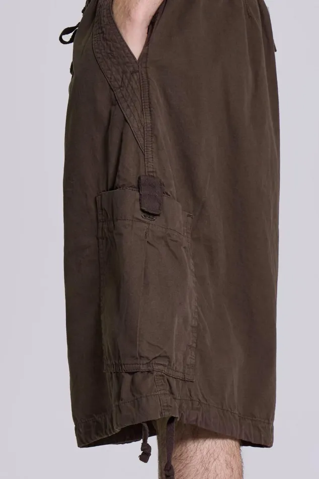Men Brown Oversized Cargo Shorts Jaded London Parachute Pants