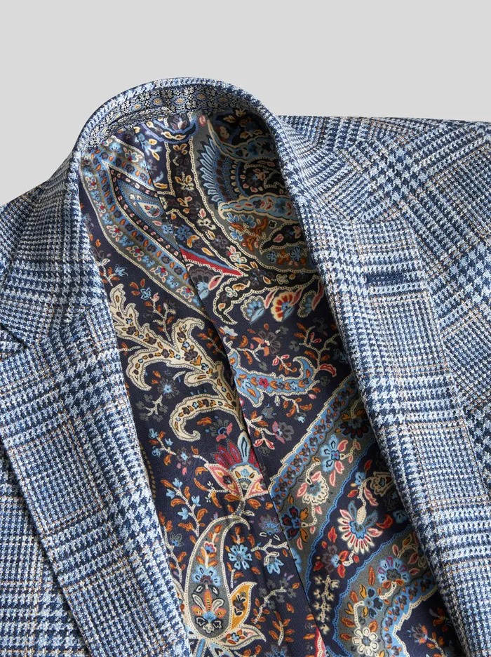 Men Check Linen And CottonBlend Blazer Etro Jackets