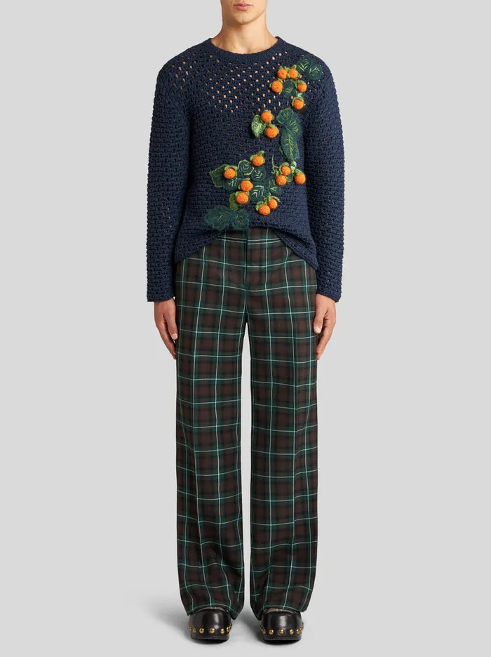 Men Check Pattern Trousers Etro Trousers