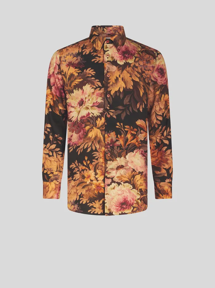 Men Cotton Shirt With Floral Print Etro Shirts