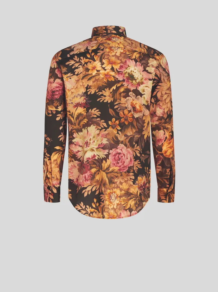 Men Cotton Shirt With Floral Print Etro Shirts