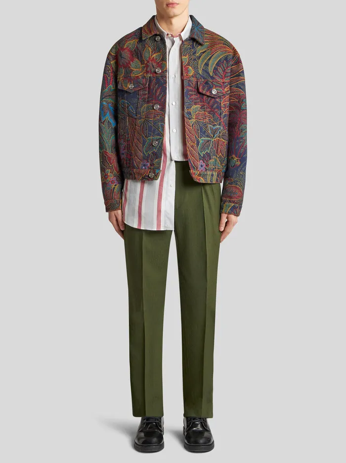 Men Denim Jacquard Jacket Etro Coats And Outerwear